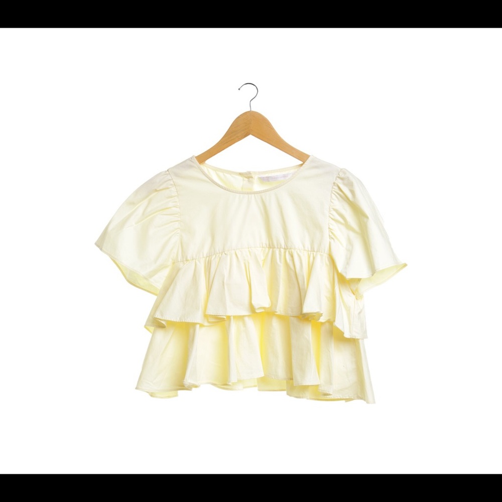 Zara Yellow Ruffle Crop Top - Picture 3 of 8